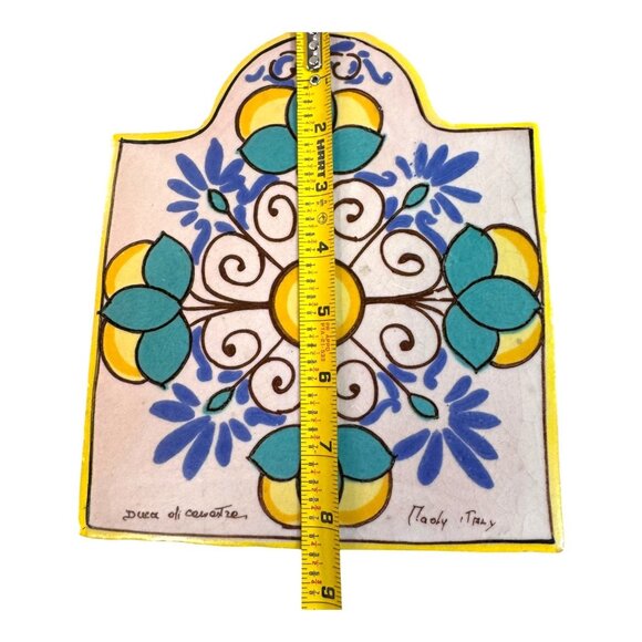 Handpainted Pier 1 Italian Ceramic Tile Trivet Floral Duca Di Cesare Italy 8" - Picture 7 of 7